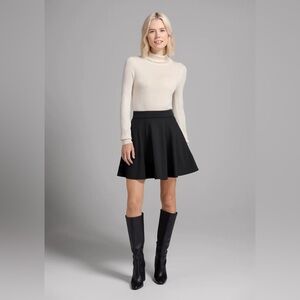 VALENTINO Classic Black Wool and Silk Circle Flare Mini Skirt